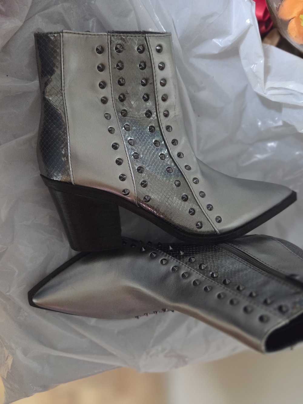 Nine West Silver Studded Women's Ankle Boots